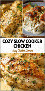 Slow cooked creamy chicken and cheese casserole made with boneless chicken breasts and herbs.